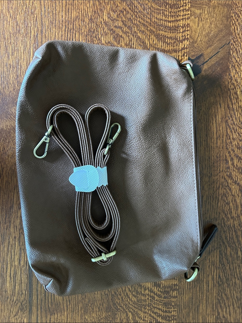Joy Susan Chocolate Brown Pebbled Vegan Leather Crossbody with Adjustable Strap